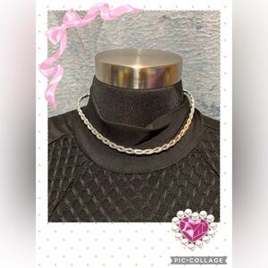New JYP Silver Tone Braided Choker Necklace